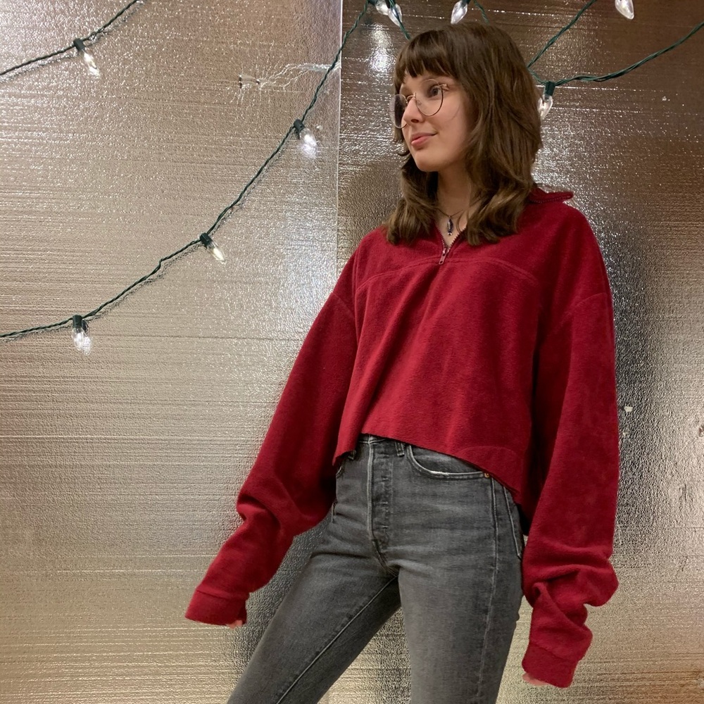 St. John’s Bay Fleece Pullover / Homemade Crop